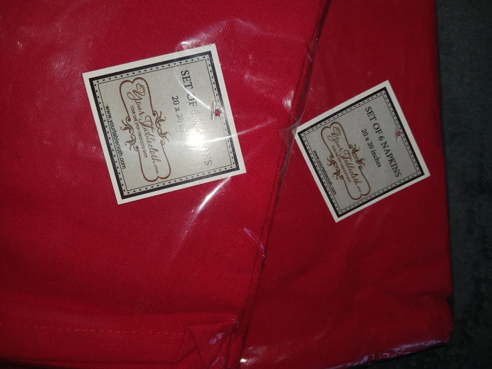 Red Dinner Napkins.(12pcs) 20x20 & 14x108 Rustic Embroidered Table Runner. New - Image 2 of 4