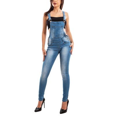 Damen Jeans Latzhose Overall Denim Skinny Casual Stretch TOOCOOL W0992