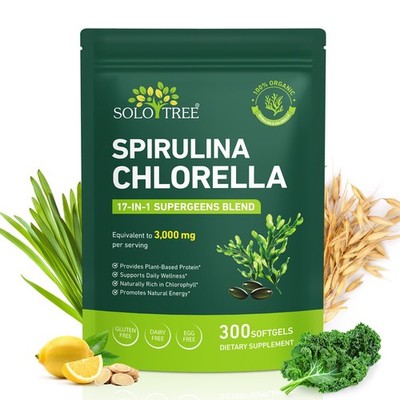 Spirulina Chlorella Softgels | Super Greens Blend with Barley Grass, Kale & Chlo
