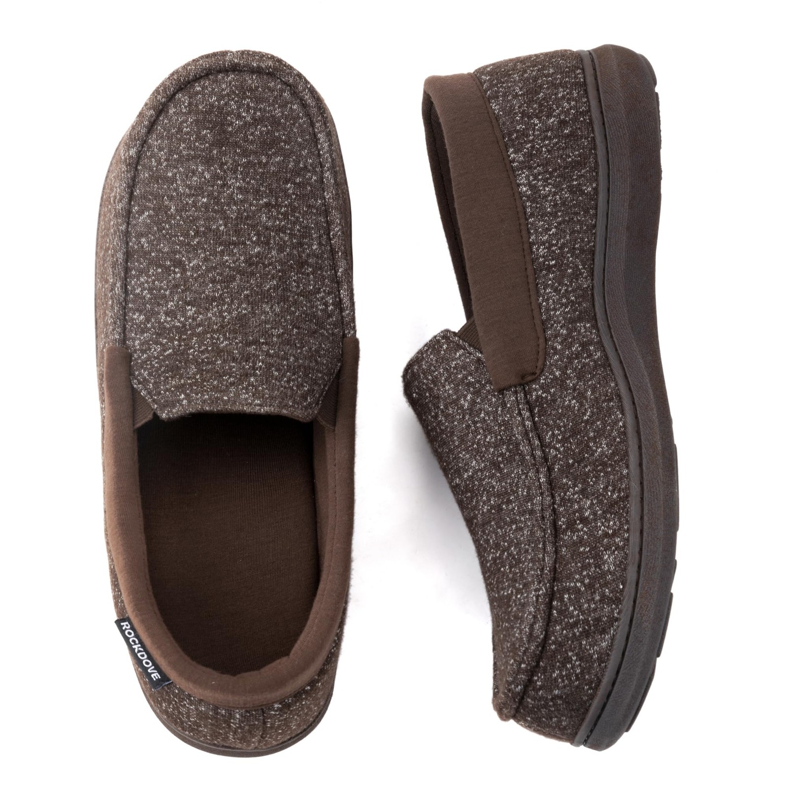 Men's Tweed Memory Foam Moc Slipper, Size 9 US Men, Coffee