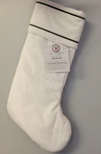 My Texas House Stocking Michelle White Christmas 20"  Velvet Embroidered Trim