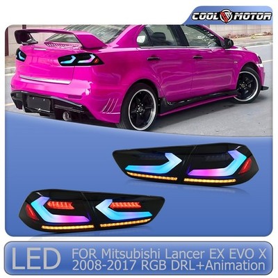 RGB Led Tail Lights For 2008-2017 Mitsubishi Lancer EVO X Sequential Rear Lamps