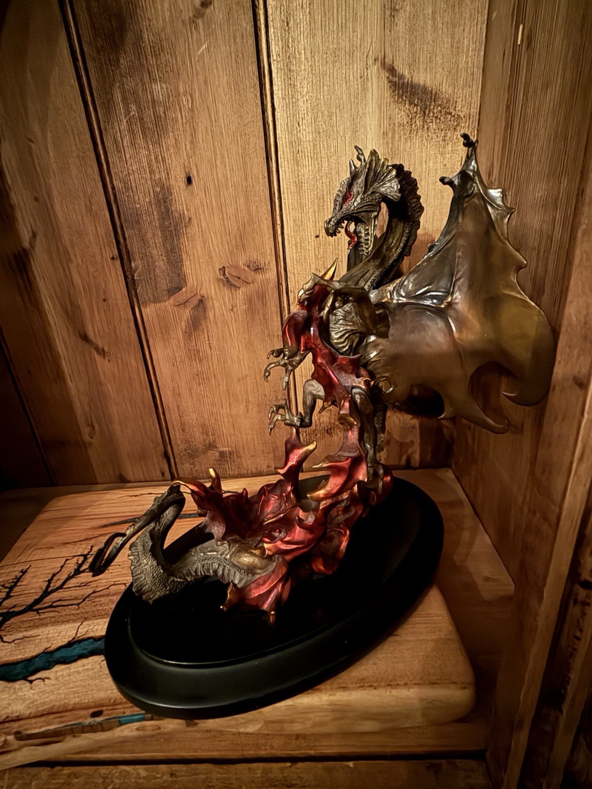 Franklin Mint “Dragon of Destiny” Bronze Statue & Crystal Ball by Julie Bell