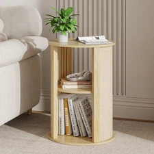 Round Side Table for Sofa, Couch Bedside End Table with Storage