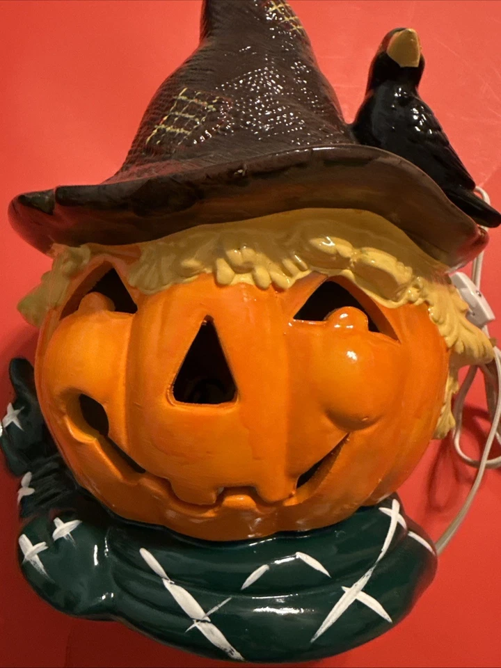 Vintage Halloween 1987 Espantapájaros Brinn Cerámica Iluminado En Caja - Sin Pipa Foto 2 de 4