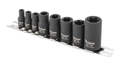 Titan 17418 8-Piece External Tors Plus Socket Set (EP6 - One Size, Factory