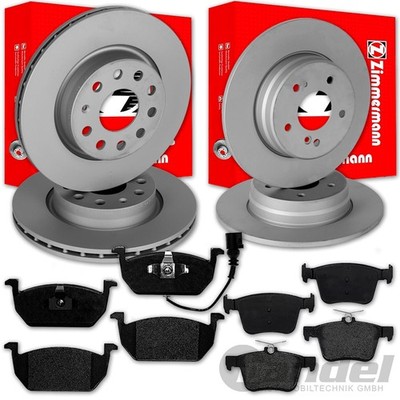 ZIMMERMANN BREMSSCHEIBEN + BELÄGE VORNE + HINTEN passend für VW GOLF 7 VII