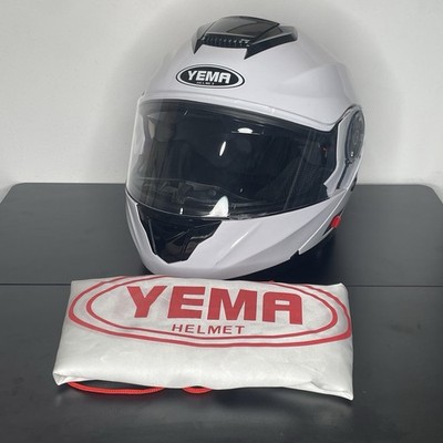 YEMA YM-926 Helmet sz Large 59cm - 60cm White Full Face Dual Flip Up w/ Dust Bag