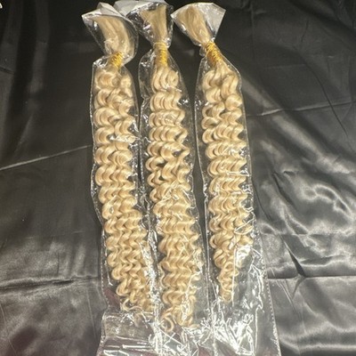Light Blond Curly Synthetic Hair Extension Weft 24'' 3 Piece Set