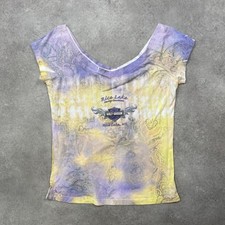 Harley-Davidson T-Shirt Womens Medium Vintage Graphic Tie Dye Tee, Purple Yellow