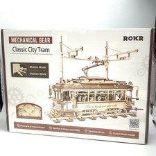ROKR DIY 3D Wooden Jigsaw Puzzle CLASSIC CITY TRAM Car Mechanical Wood Model Kit