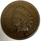 1908 Indian Head Cent Penny Good Condition 1c US Coin - 2634