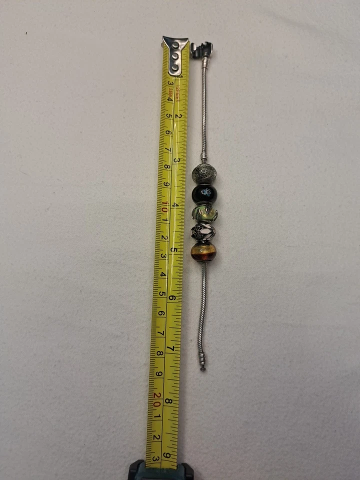 Pandora моменты 925 змея цепочка браслет с 5 стекла/эмали бисер ~ 7,5 дюймов - Изображение 3 из 4