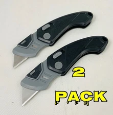 🌟(2 pack) Hyper-Tough Plastic Folding Utility Knife Pocket Box Cutter, NICE!
