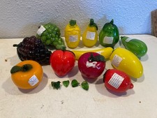 Lot Of 10 Hand Blown Glass Fruits Vegetables Art Glass Deco Retro MCM