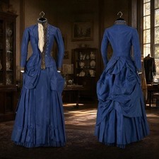 1889s Victorian Edwardian Walking Costume Dresses Court Queen Duchess Ball Gowns