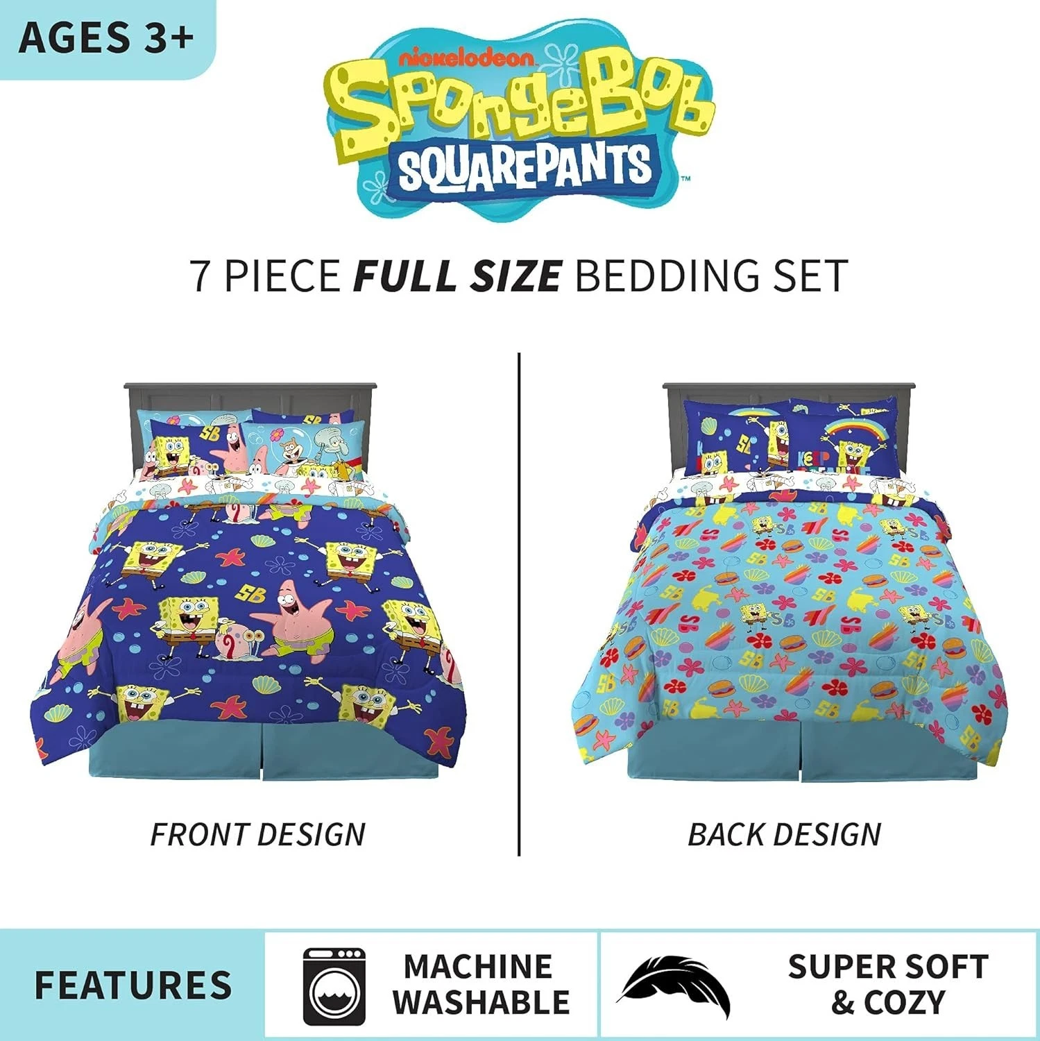 SpongeBob SquarePants Kids Bedding Set, Full Size