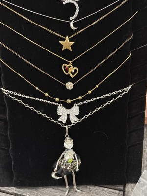 Costume Jewelry Necklace Lot Monet Gold Star Crystal Bow Moon Goddess