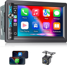 7" Double Din Car Stereo with Wireless Apple Carplay  Android Auto, Bluetooth,