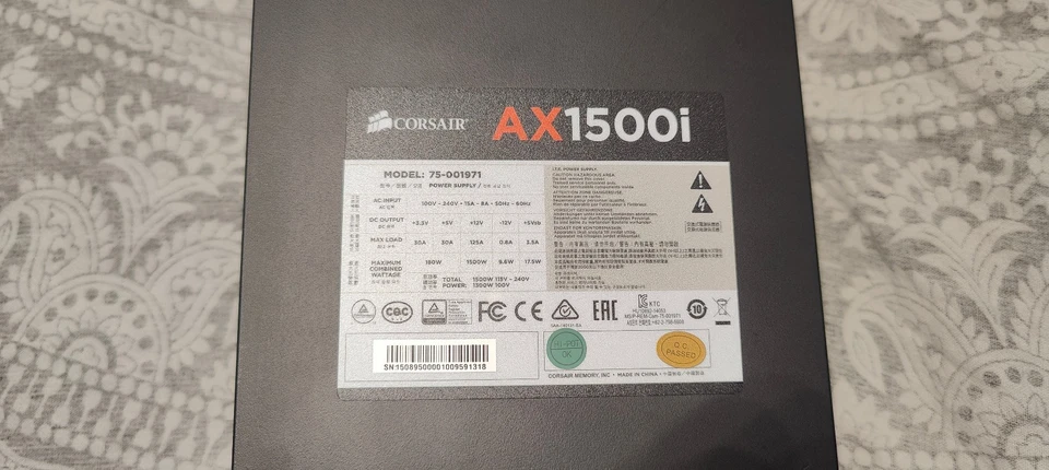 Corsair AX1500i 1500Watt 80 Plus Titanium AC Netzteil | 75-001971 Modular AC - Bild 2 von 4