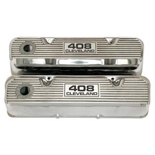 Ford 408 Cleveland Valve Covers - Die-cast Aluminum - Polished - Ansen Usa