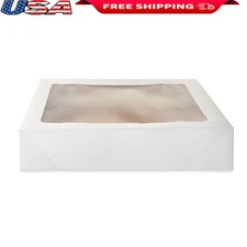 White Cake Boxes W/ Window 2 Count Easy Assemble Bakery Treat Packaging New