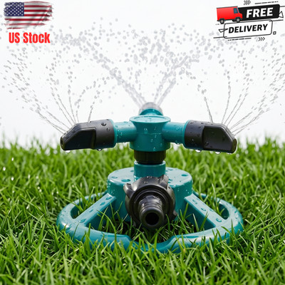 360° Rotating Lawn Sprinkler 3-Arms System Automatic Garden Watering Irrigation