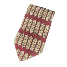 Vintage MONSIEUR GIVENCHY Silk Tie Geometric Motif Print Burgundy Blue Cream