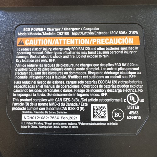 Genuine EGO POWER+ CH2100 56-Volt Lithium-ion 56V Standard Charger - Picture 11 of 12