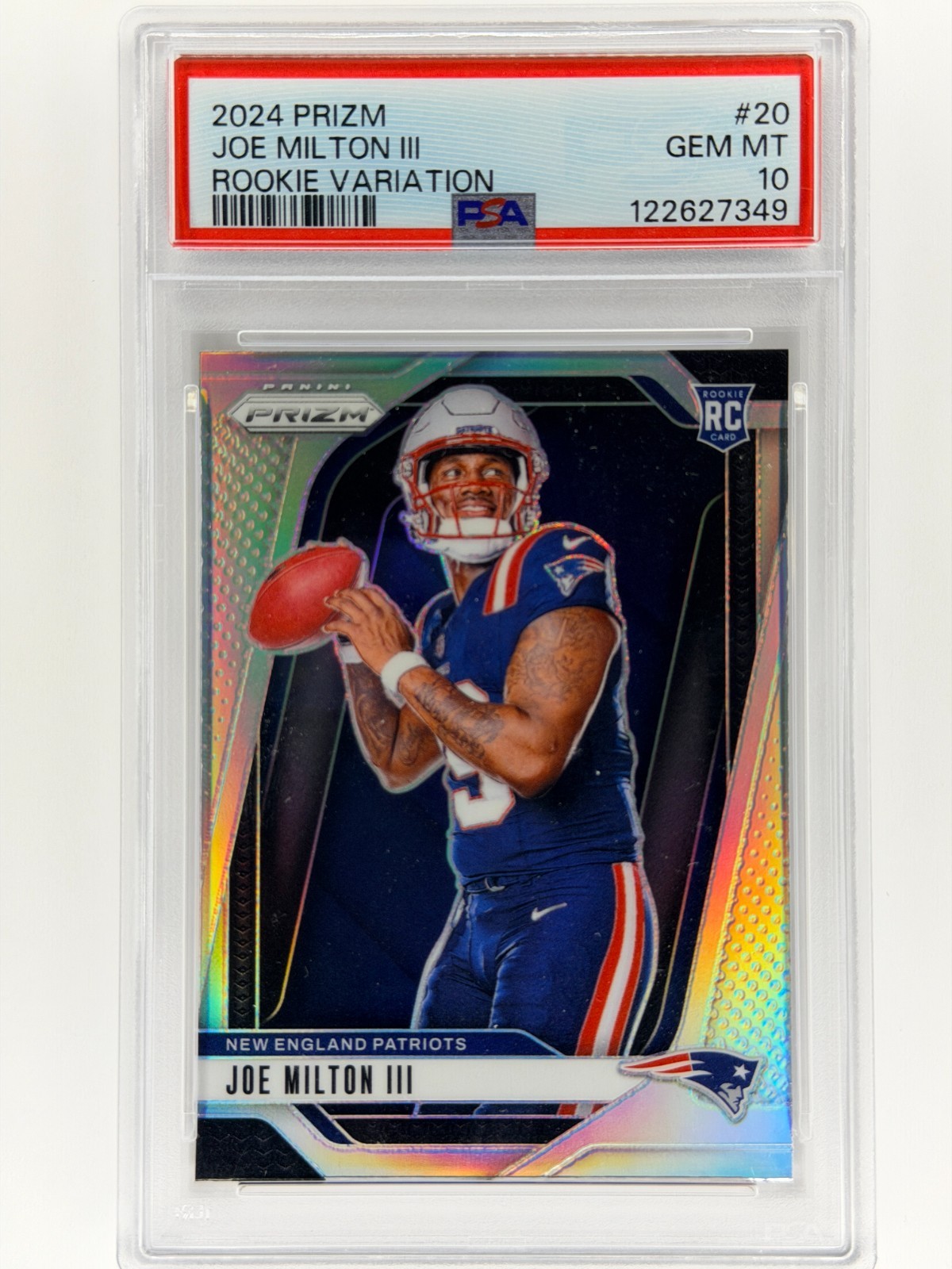 Joe Milton III 2024 Prizm Silver RC PSA 10 Rookie Variation #20