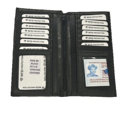 GENUINE LEATHER MEN'S LONG WALLET BLACK (MODEL AVG 49)