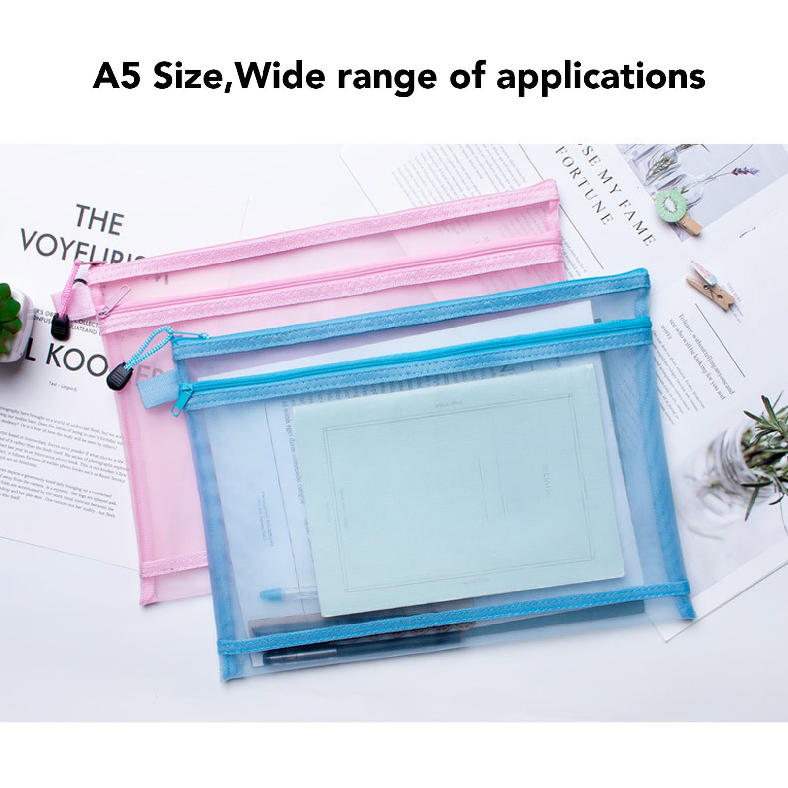 10PCS Zipper Mesh Pouch Double Layer Waterproof Nylon Mesh Zipper Pouch Bag For