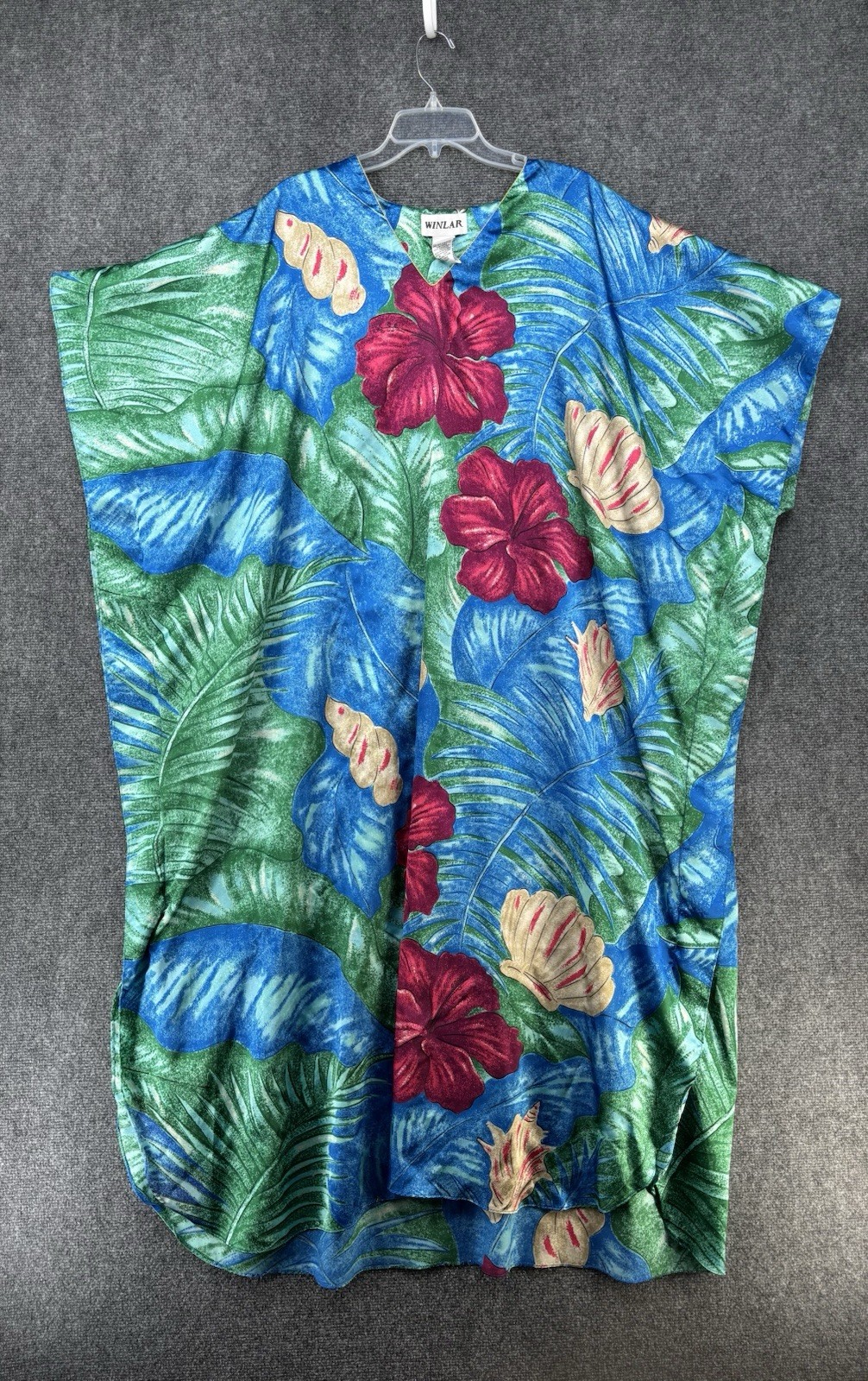 VTG Winlar Tropical Floral Muumuu Caftan Women’s OS Batwing Sleeves V Neck