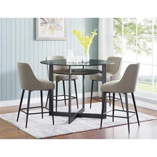 Olson Khaki Beige Fabric and Dark Metal Counter Chair