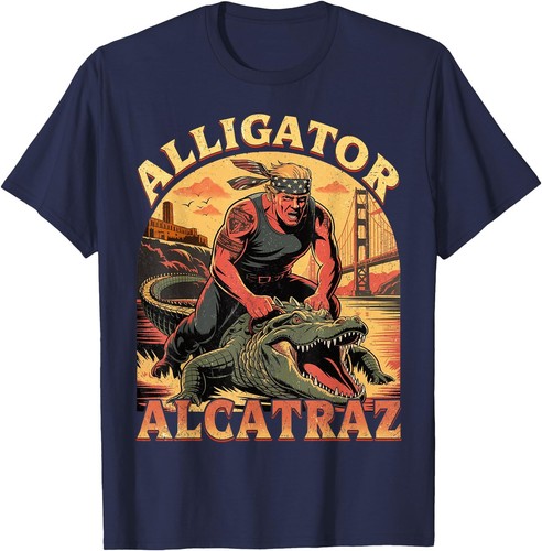 Trump Alcatraz Alligator Alcatraz USA Florida Everglades T-Shirt Meme T-Shirt V1 - Picture 2 of 11