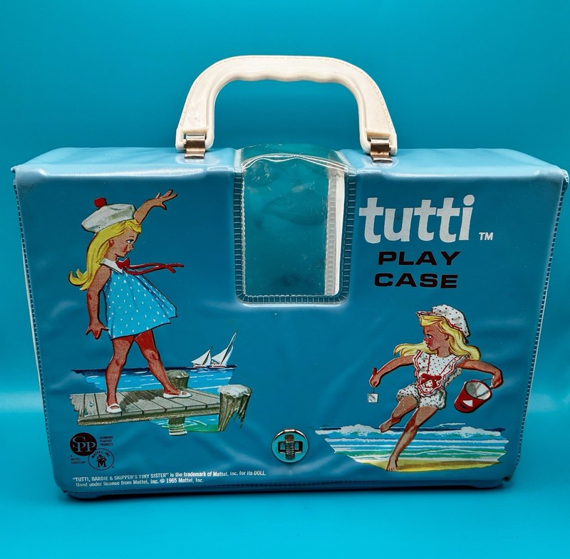 Vintage 1965 Tutti Doll Play Case • Blue Carrying Case Made By Mattel • Barbie
