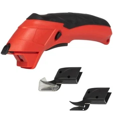 Cordless Rechargeable Electric Scissors Cuts Leather Carpet 2 Blade Attachments