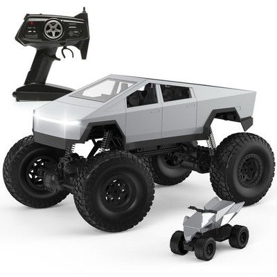 1:8 RC Car, Large Cybertruck Toy Model 4WD with 2 Batteries & Dual Motors