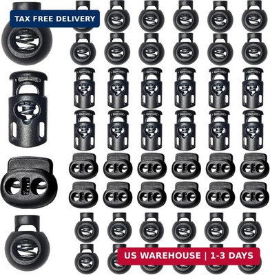 48 Pc Upgraded Plastic Cord Lock Draw String Clip with Spring Toggle Stoppers US