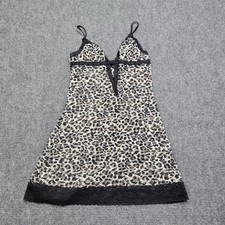 Victorias Secret Chemise Women Medium Beige Leopard Lace Slip Lingerie Nightgown