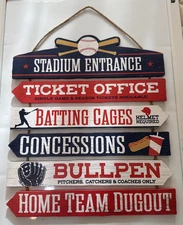 Man Cave Stadium Entrance Baseball Batting Cage Bullpen Team Wooden Sign