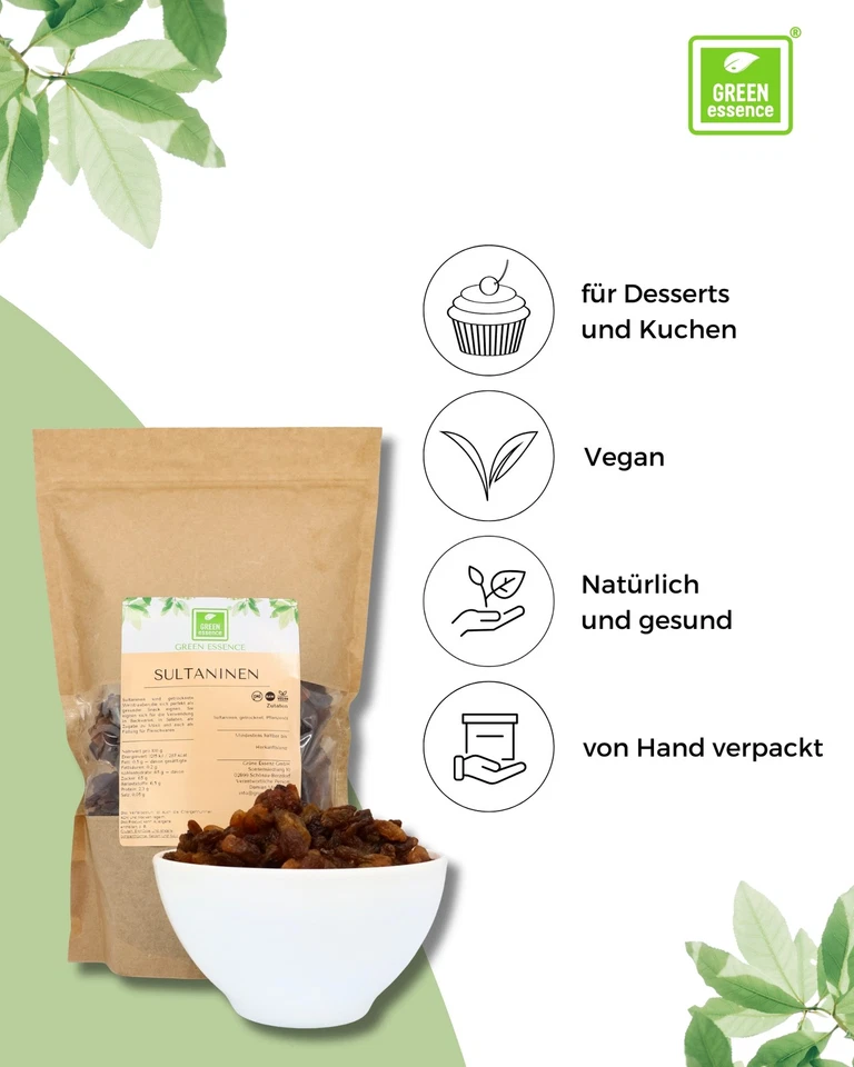 Sultaninen ungeschwefelt 1kg von der Grünen Essenz - Sultaninen zum Backen - Ros - Bild 2 von 4