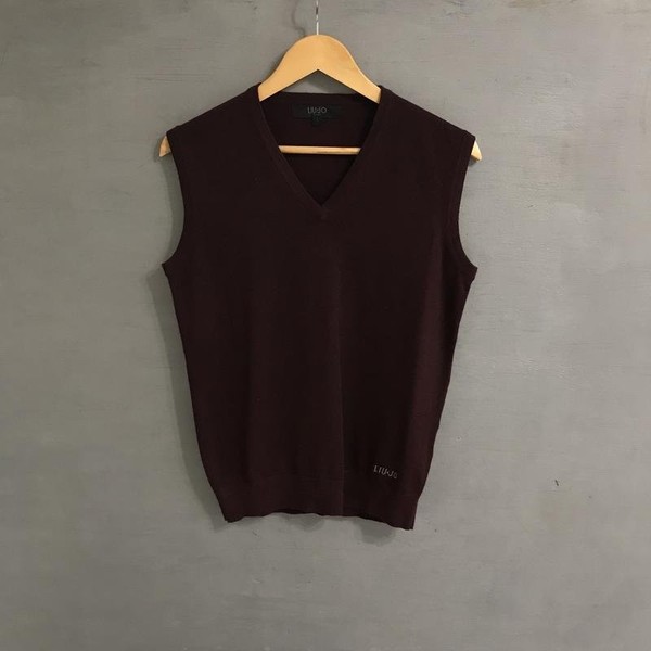 Men Liu Jo Vest Burgundy Wool 36 / S / 44