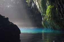 Landscape cave lake sunlight nature Custom Gaming Mat Desk