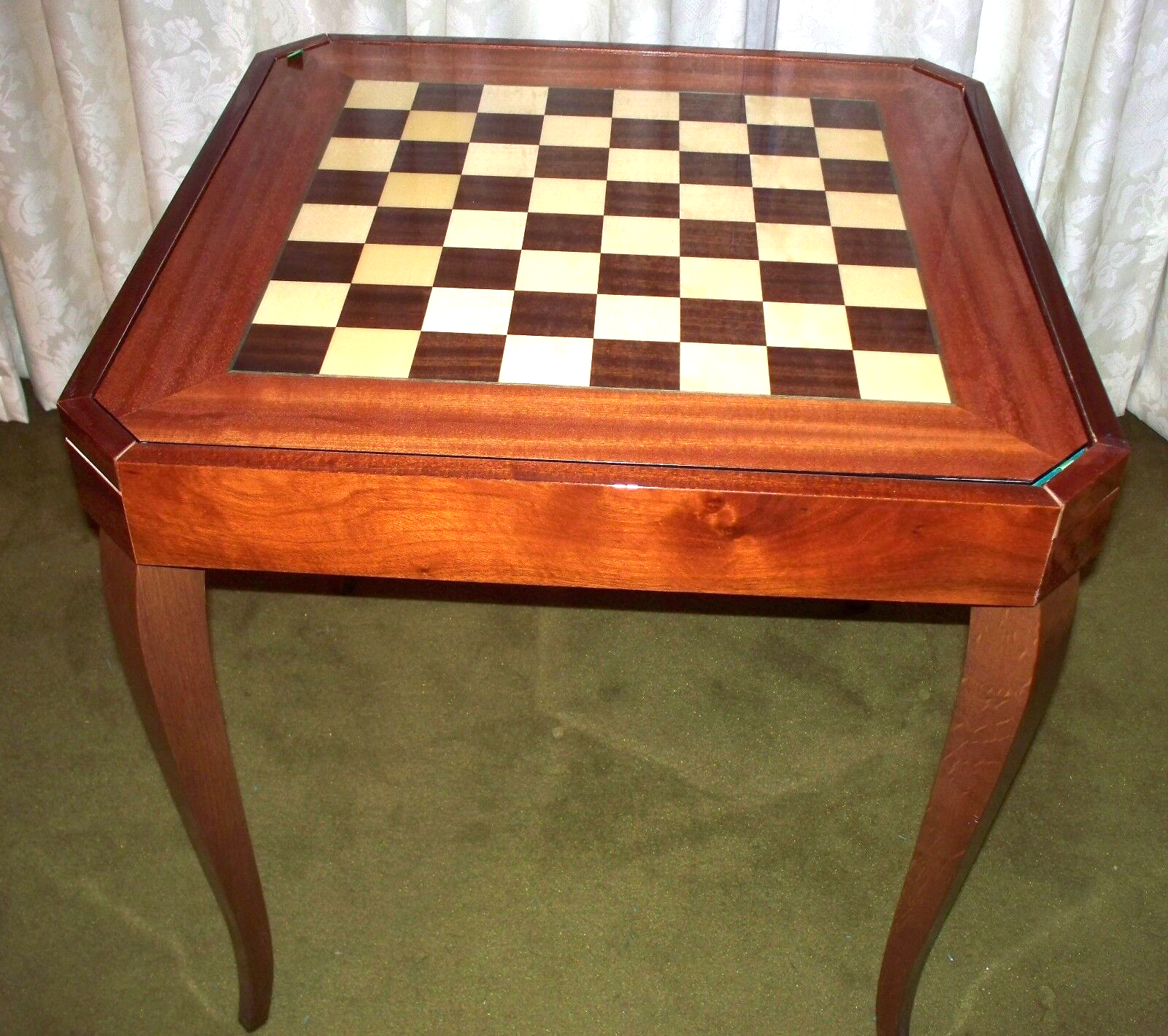 1960s Italian Inlaid Wood Multi Game Table With Roulette, Checkers/Chess,  Backgammon