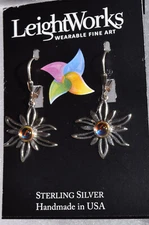 Light Changing Fire Crystal Sun Earrings LeightWorks Sterling Silver USA Made