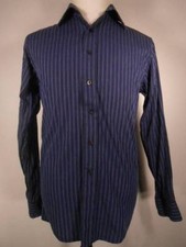 Beautiful Men's Medium 15 1/2 34 / 35 Michael Kors Blue Striped LS Button Shirt