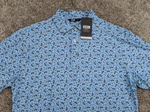 Neu mit Etikett Barbell Performance Polo Herren 3XL (passt 2XL) schmale Passform Stretch Allover-Druck - Bild 2 von 9