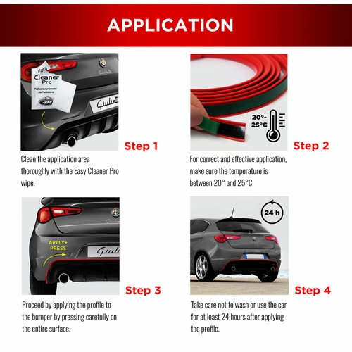 Profilo Blu Adesivo per Dam Anteriore + Posteriore Alfa Romeo Giulietta - 第 6/8 張圖片