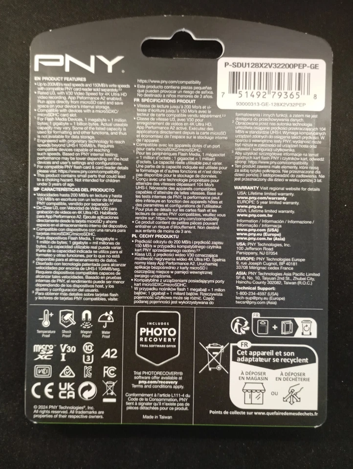 Pack 2 carte mémoire Micro SD 128GO PNY Pro Elite Prime C10 U3 V30 200MB/s NEUF - Image 4 of 4